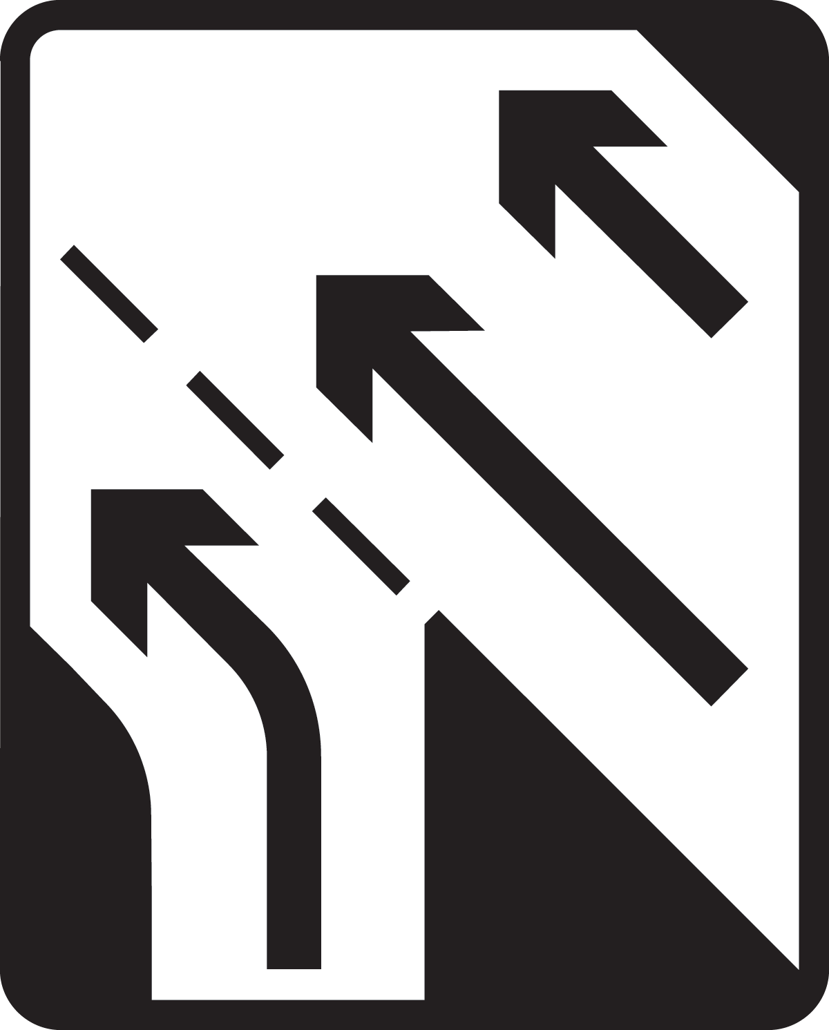 Additional traffic joining from the left ahead (non-primary route)