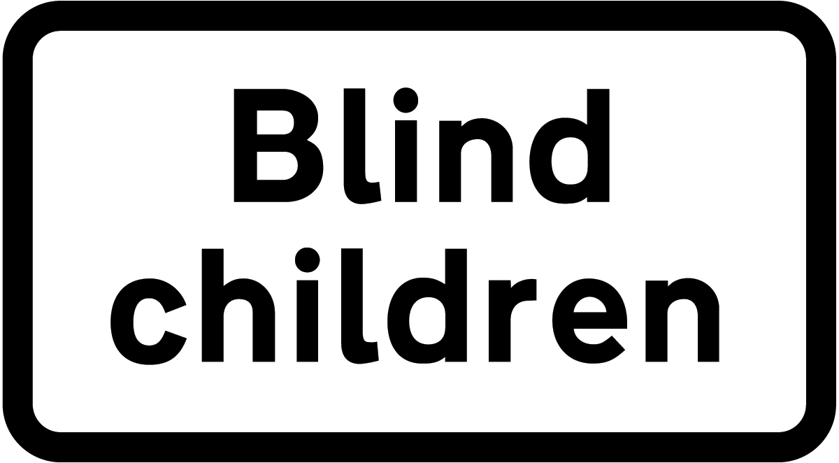 Blind children likely to cross road ahead