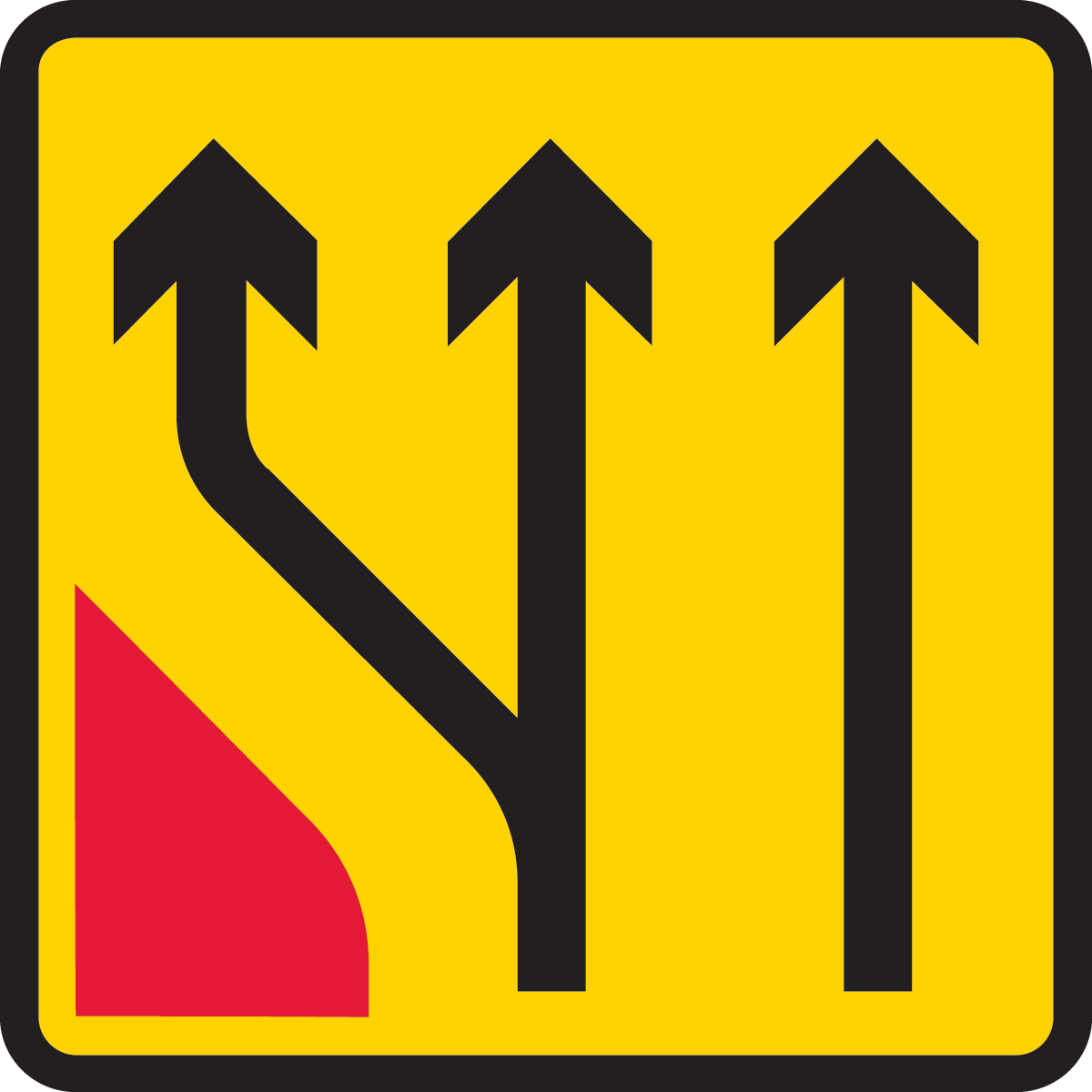 Additional traffic lane available ahead as part of temporary traffic management scheme